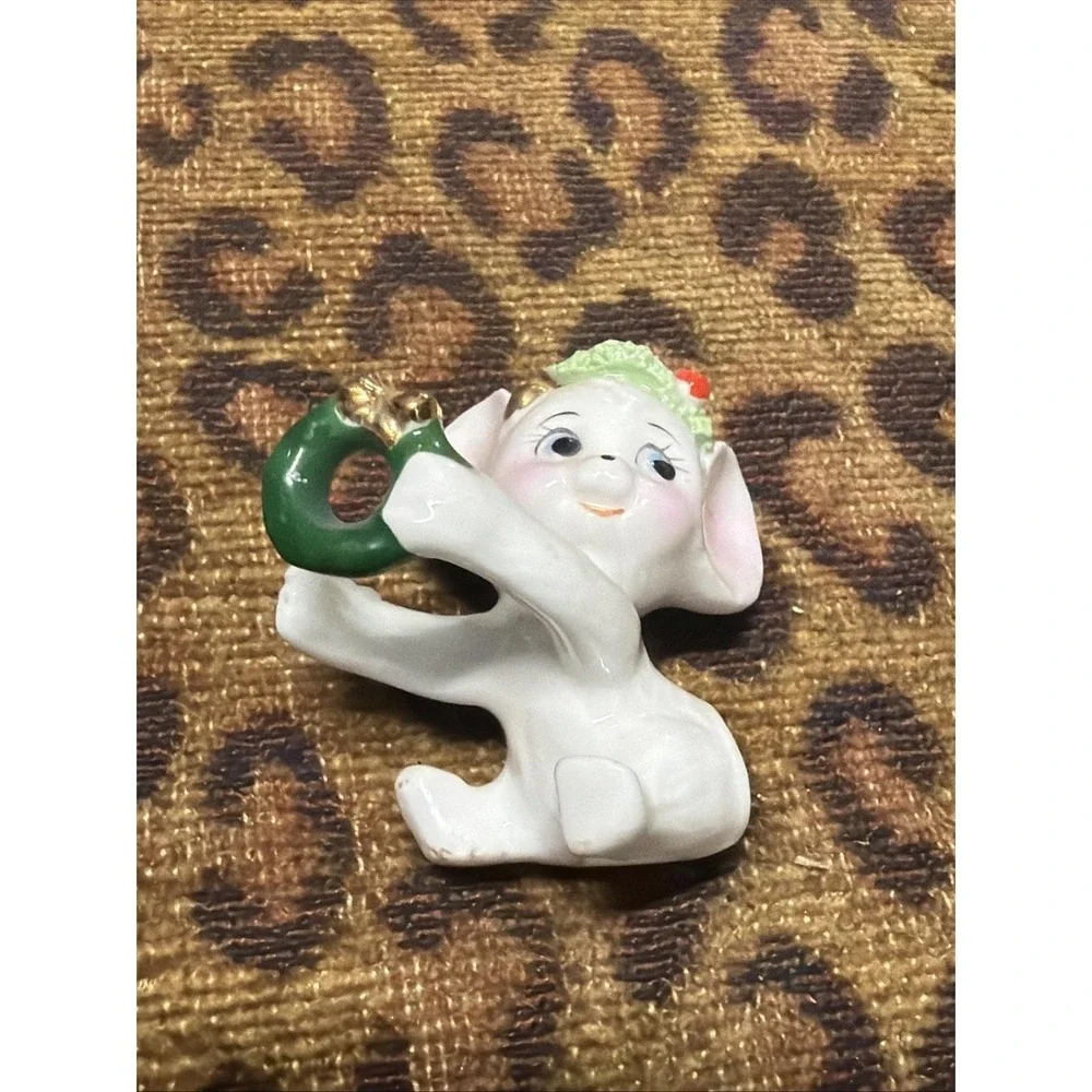 Vintage Napcoware Christmas Mouse Candle Hugger Holder Wreath Red Hat Tree 2
